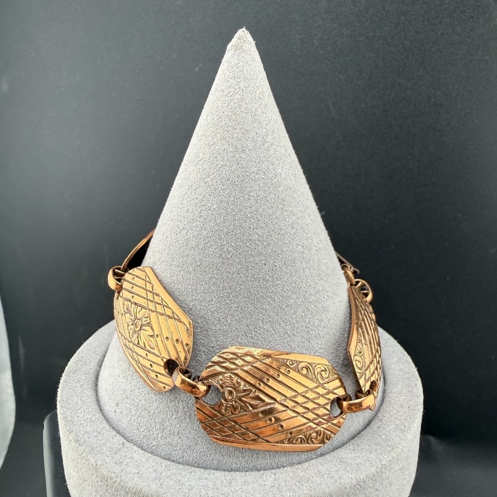 Vintage Copper Bracelet Geometric SouthWestern 7.5"
